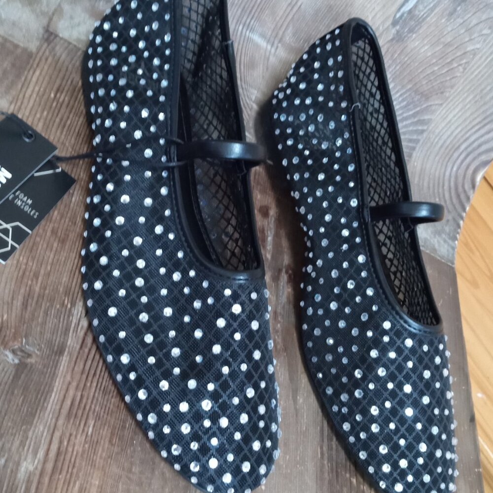 Madden NYC Women’s Size 10  Mesh Ballet Flats with Rhinestones